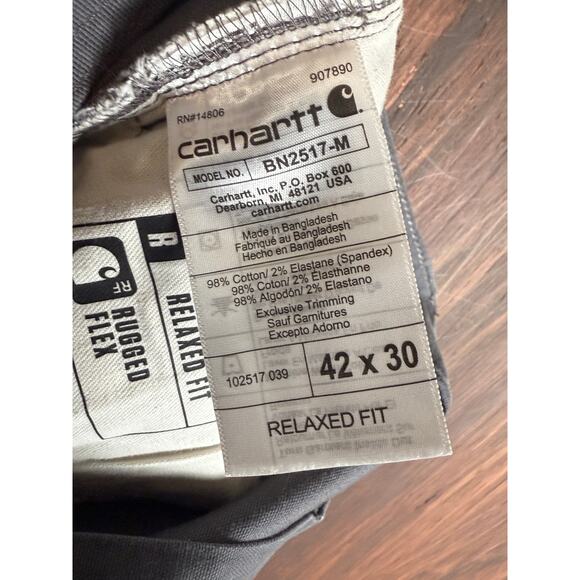 Carhartt‎ Rugged Flex Relaxed Fit Canvas 5 Pocket Work Pants Stretch Gray 42x30 - Picture 10 of 10